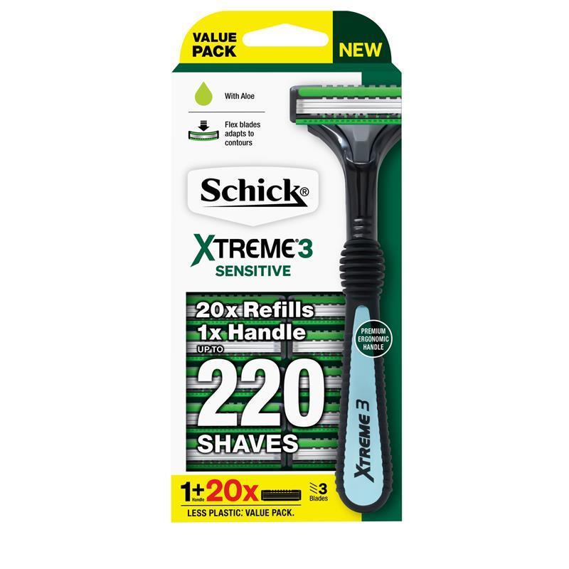 schick-xtreme-3-sensitive-razor-kit-for-men-20-pack-with-aloe-vera