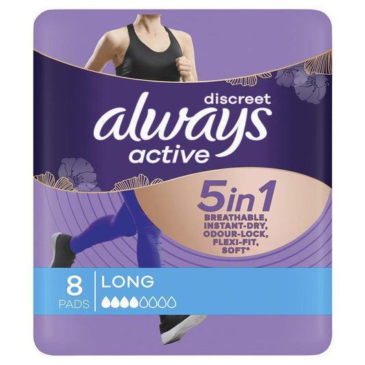 always-discreet-active-incontinence-pads-for-bladder-leaks-long-8-pack