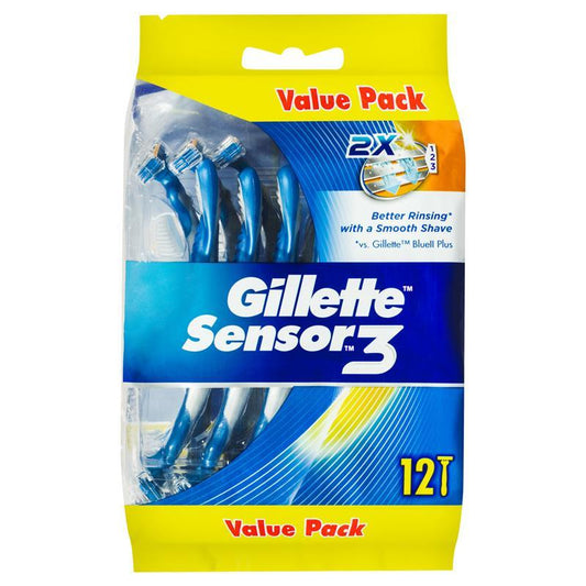 gillette-sensor-3-disposable-razors-12-pack-with-comfortgel-technology
