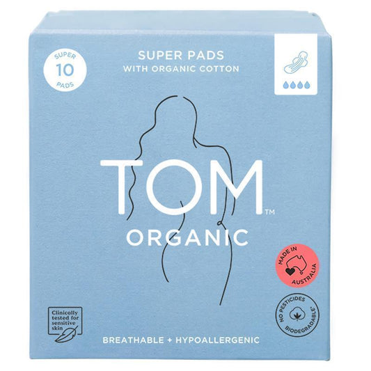 tom-organic-ultra-thin-cotton-pads-biodegradable-10-pack-for-heavy-flow